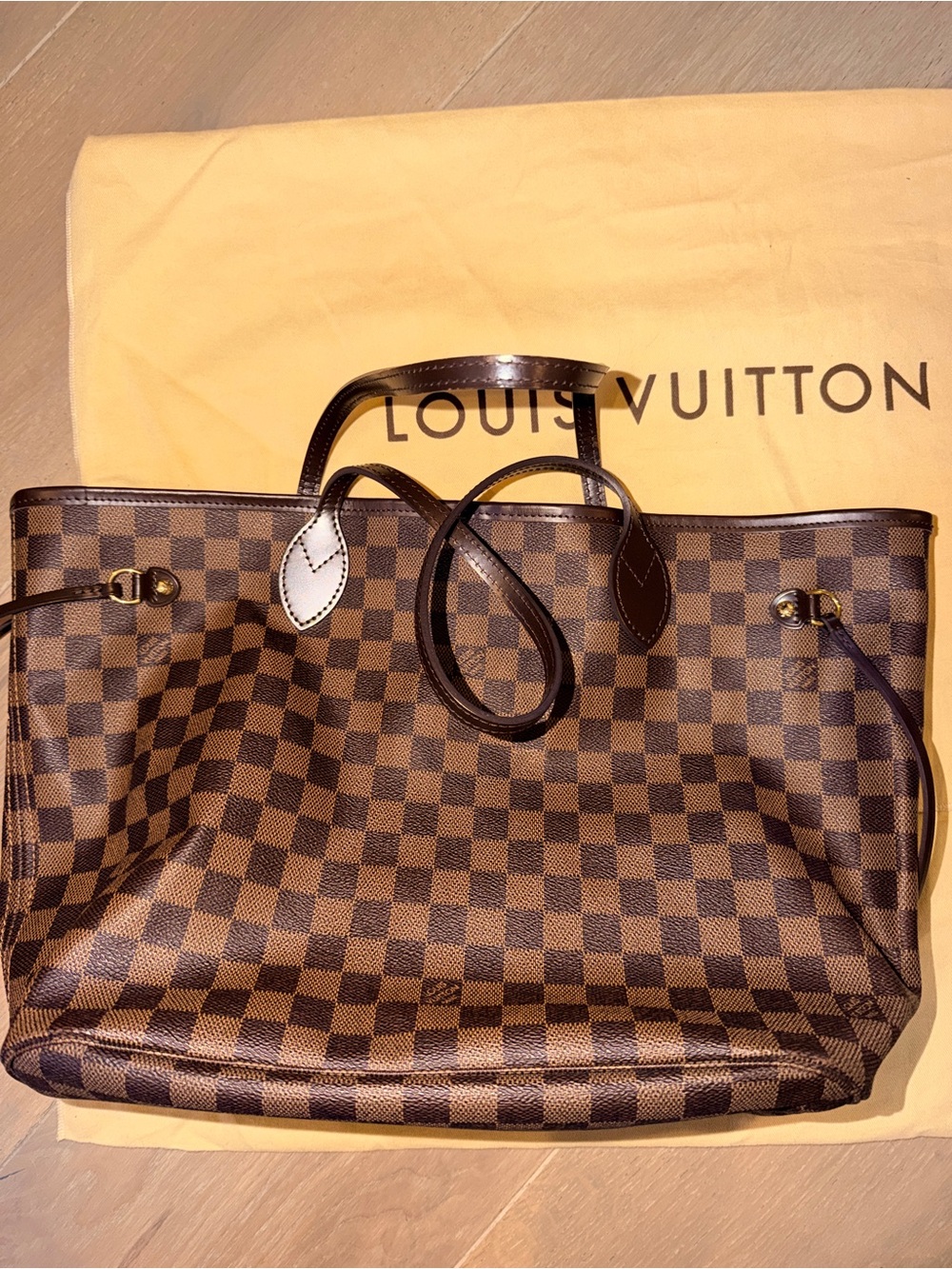 Louis Vuitton Brown Damier Ebene MM Canvas Tote